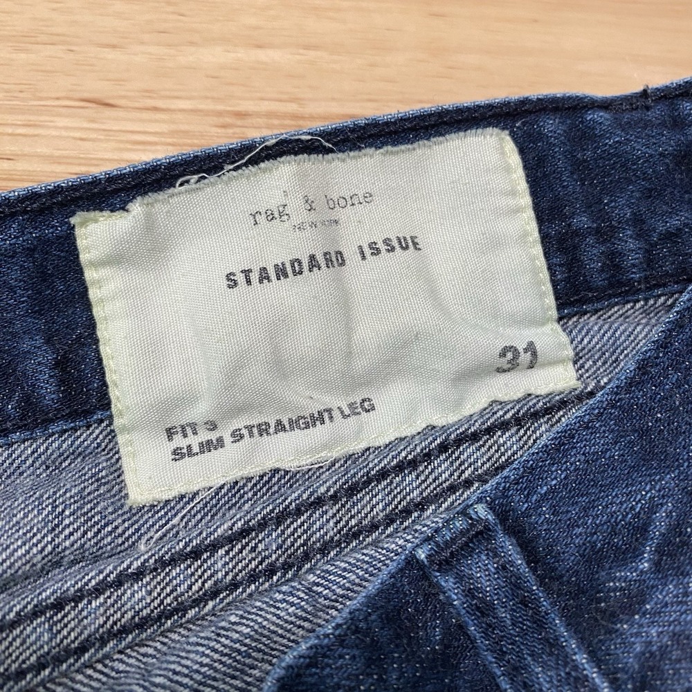 Rag & Bone Jeans Men's 31 31x31 Denim Fit 3 SLIM Straight‎ Leg Button Fly - Picture 10 of 14